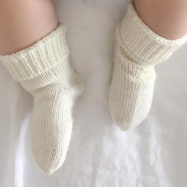 Weebits Hand Knitted 2ply Merino Socks - Ivory Baby+Child 3 Weebits Hand Knitted 2ply Merino Socks - Ivory Baby+Child