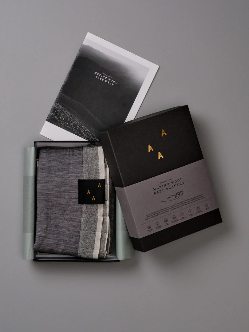 AAA Design Baby Merino Blanket – Grey/Black 1 AAA Design Baby Merino Blanket – Grey/Black