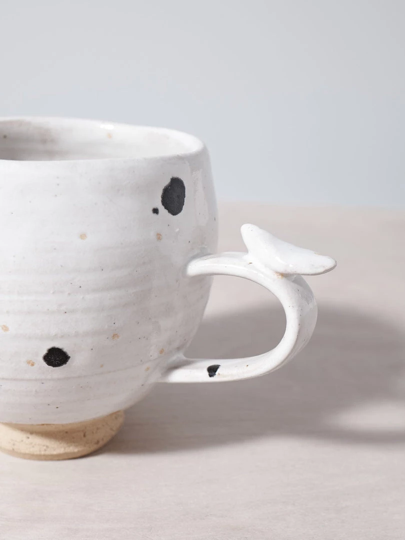 Jino Ceramic Studio Bird Handle Cup – Dalmatian White 4 Jino Ceramic Studio Bird Handle Cup – Dalmatian White