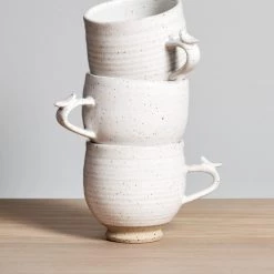 Jino Ceramic Studio Bird Handle Cup – White