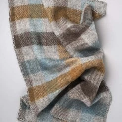 Klippan Gotland Wool Baby Throw – Turquoise Plaid Living