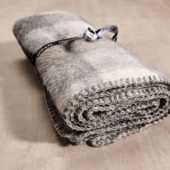 Klippan Gotland Wool Baby Throw – Grey Plaid