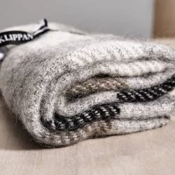Klippan Gotland Wool Baby Throw – Grey Plaid