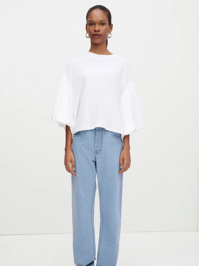 Kowtow Balloon Sleeve Tee - White EOS Sale* 1 Kowtow Balloon Sleeve Tee - White EOS Sale*