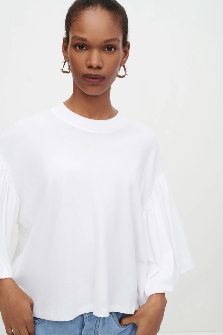 Kowtow Balloon Sleeve Tee - White EOS Sale* 3 Kowtow Balloon Sleeve Tee - White EOS Sale*