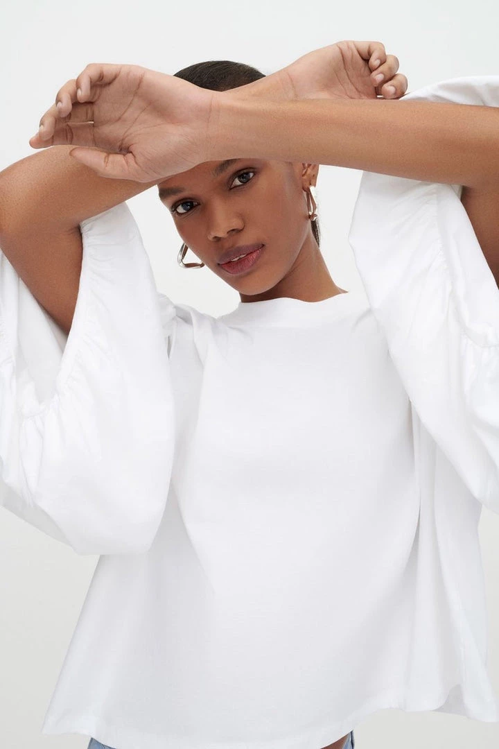 Kowtow Balloon Sleeve Tee - White EOS Sale* 4 Kowtow Balloon Sleeve Tee - White EOS Sale*