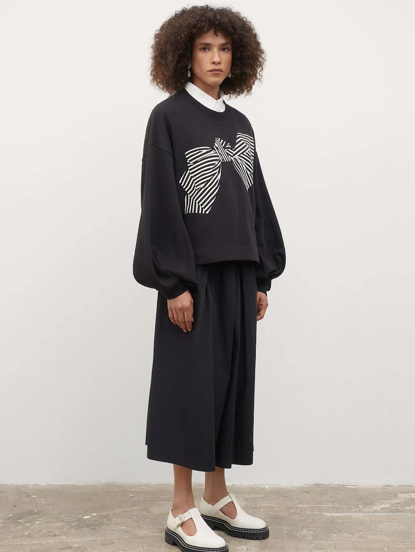 Kowtow EOS Sale* Bow Print Sweater - Black 1 Kowtow EOS Sale* Bow Print Sweater - Black