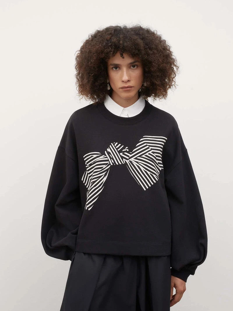 Kowtow EOS Sale* Bow Print Sweater - Black 2 Kowtow EOS Sale* Bow Print Sweater - Black