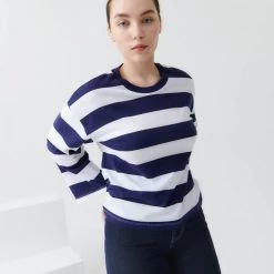 Kowtow Boxy Long Sleeve Top - Navy White Stripe EOS Sale* 9 Kowtow Boxy Long Sleeve Top - Navy White Stripe EOS Sale*