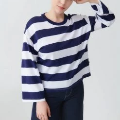 Kowtow Boxy Long Sleeve Top - Navy White Stripe EOS Sale*