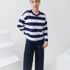 Kowtow Boxy Long Sleeve Top - Navy White Stripe EOS Sale* 11 Kowtow Boxy Long Sleeve Top - Navy White Stripe EOS Sale*