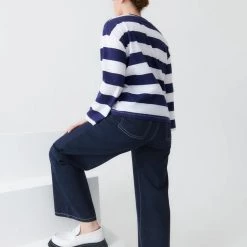Kowtow Boxy Long Sleeve Top - Navy White Stripe EOS Sale* 12 Kowtow Boxy Long Sleeve Top - Navy White Stripe EOS Sale*