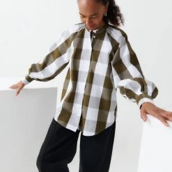 Kowtow Ella Shirt - Khaki Check EOS Sale*