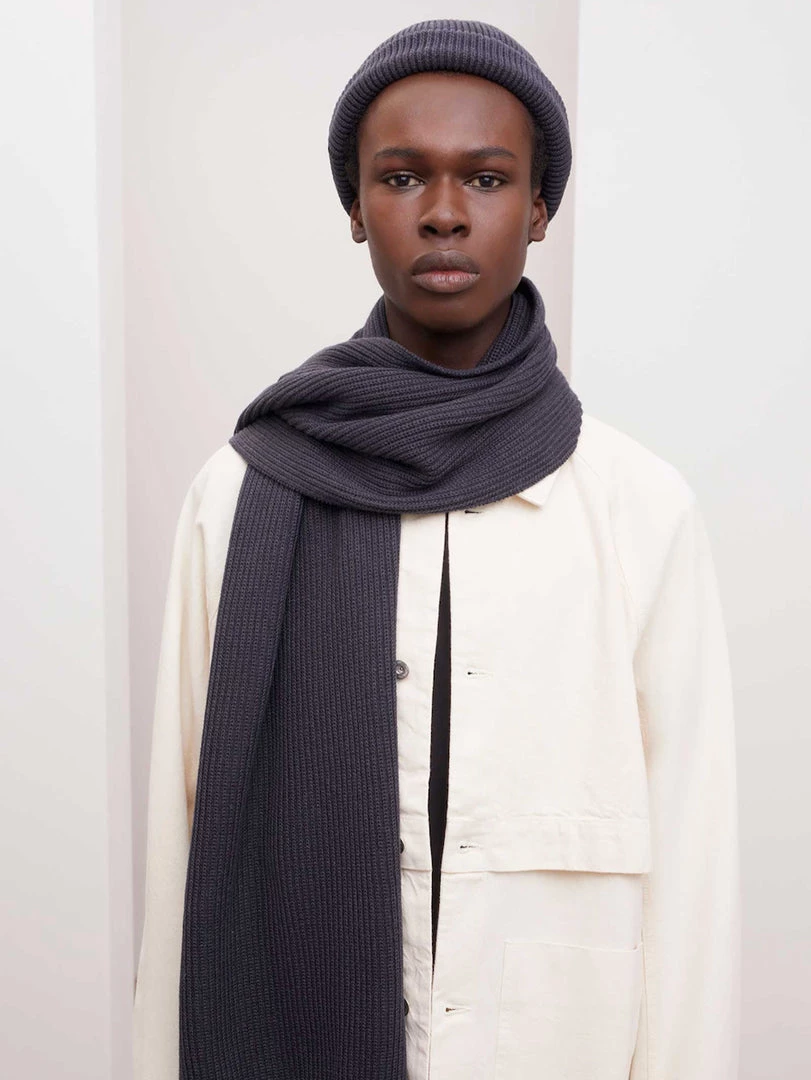 Kowtow EOS Sale* Unisex Fisherman Scarf - Charcoal Marle 1 Kowtow EOS Sale* Unisex Fisherman Scarf - Charcoal Marle