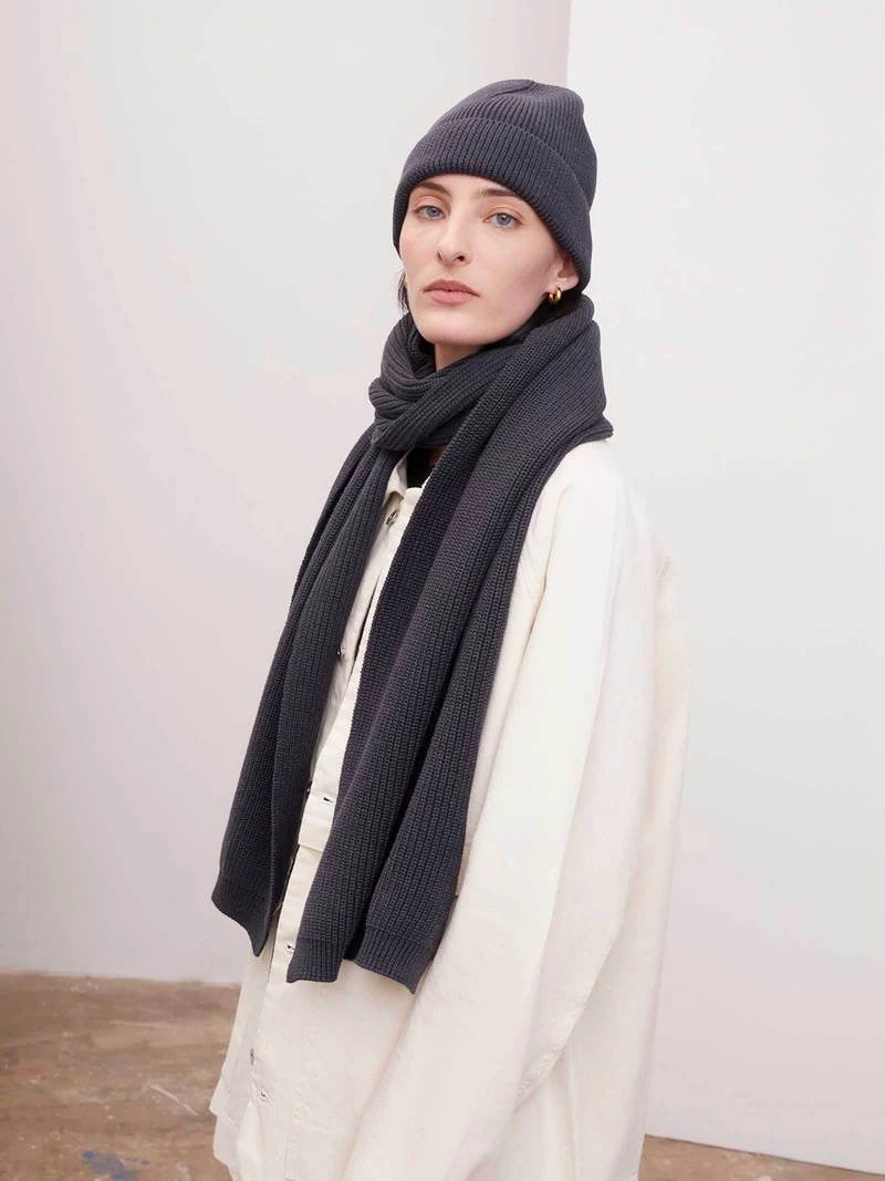 Kowtow EOS Sale* Unisex Fisherman Scarf - Charcoal Marle 2 Kowtow EOS Sale* Unisex Fisherman Scarf - Charcoal Marle