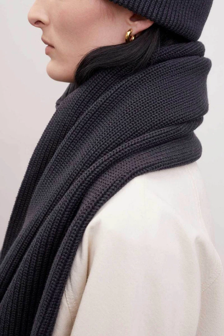 Kowtow EOS Sale* Unisex Fisherman Scarf - Charcoal Marle 4 Kowtow EOS Sale* Unisex Fisherman Scarf - Charcoal Marle