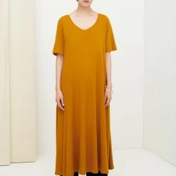 Kowtow Flare Dress - Gold