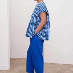Kowtow Form Top – Blue & White Check