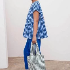 Kowtow Form Top – Blue & White Check