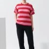 Kowtow EOS Sale* Frill Sleeve Tee – Red Pink Stripe