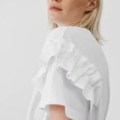 Kowtow EOS Sale* Frill Sleeve Tee – White