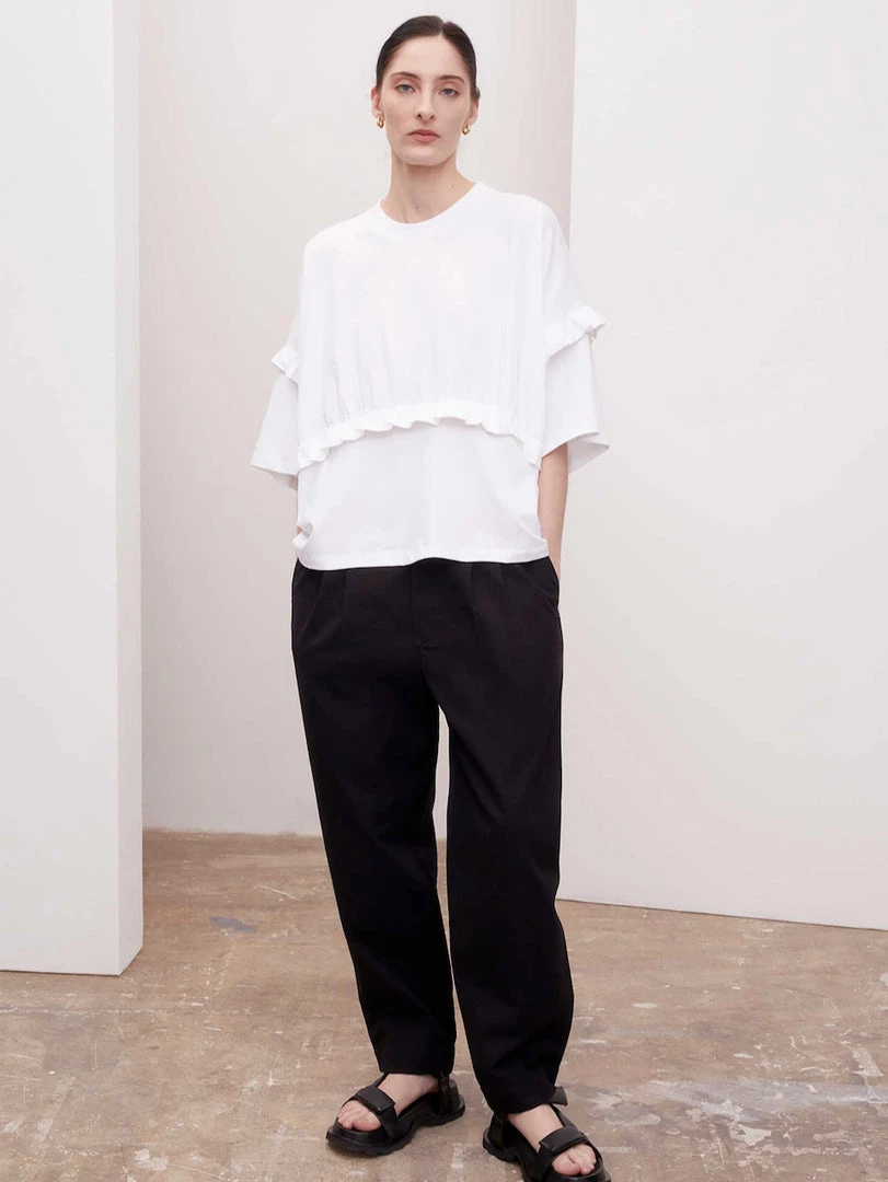 Kowtow Frill Boxy Top – White EOS Sale* 1 Kowtow Frill Boxy Top – White EOS Sale*