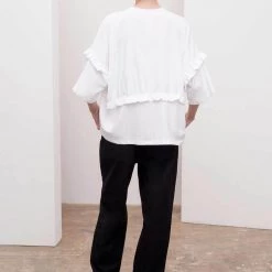 Kowtow Frill Boxy Top – White EOS Sale*