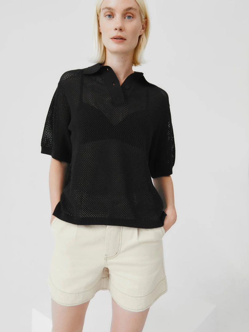 Kowtow Knitted Polo – Black EOS Sale* 1 Kowtow Knitted Polo – Black EOS Sale*