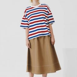 Kowtow EOS Sale* Oversized Boxy Tee – Red Blue Stripe