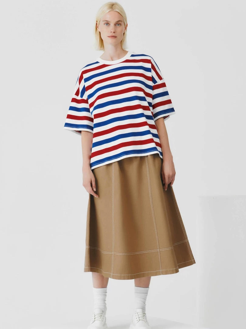 Kowtow EOS Sale* Oversized Boxy Tee – Red Blue Stripe 1 Kowtow EOS Sale* Oversized Boxy Tee – Red Blue Stripe