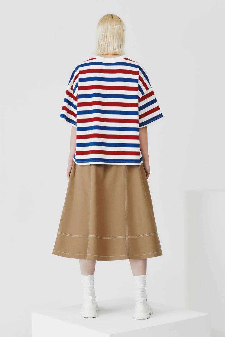 Kowtow EOS Sale* Oversized Boxy Tee – Red Blue Stripe 3 Kowtow EOS Sale* Oversized Boxy Tee – Red Blue Stripe
