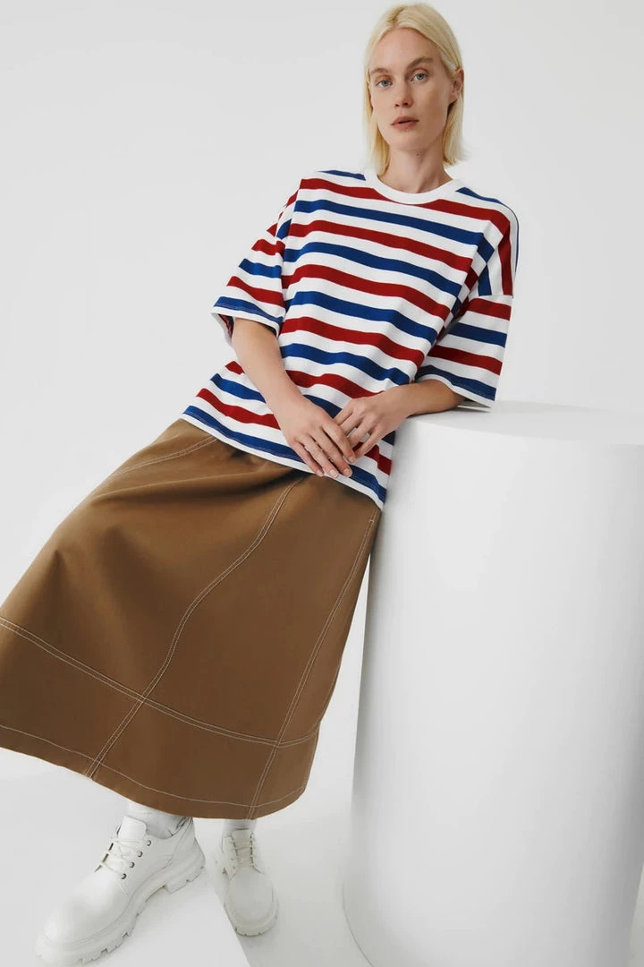 Kowtow EOS Sale* Oversized Boxy Tee – Red Blue Stripe 4 Kowtow EOS Sale* Oversized Boxy Tee – Red Blue Stripe