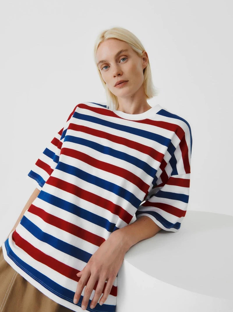 Kowtow EOS Sale* Oversized Boxy Tee – Red Blue Stripe 5 Kowtow EOS Sale* Oversized Boxy Tee – Red Blue Stripe