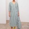 Kowtow EOS Sale* Sculptured Dress – Green & White Stripe