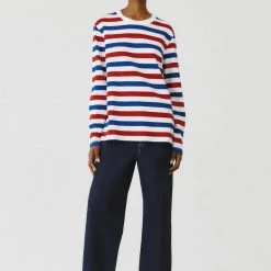 Kowtow Unisex Stripe Crew – Red Blue Stripe EOS Sale*