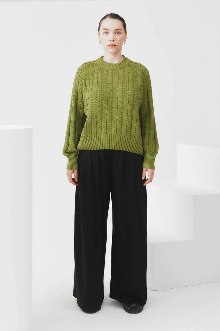 Kowtow Cable Sweater - Leaf EOS Sale* 3 Kowtow Cable Sweater - Leaf EOS Sale*