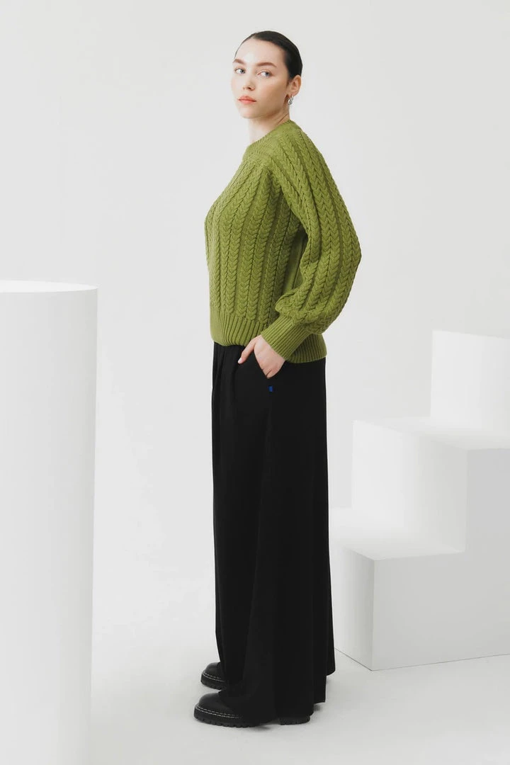 Kowtow Cable Sweater - Leaf EOS Sale* 4 Kowtow Cable Sweater - Leaf EOS Sale*