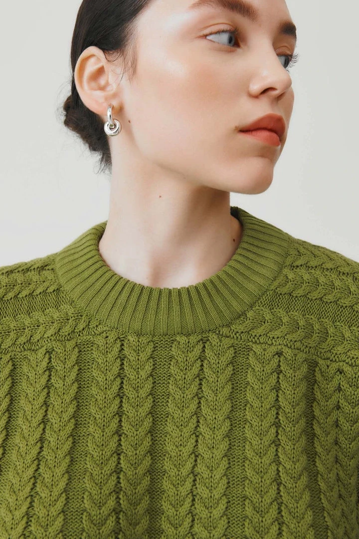 Kowtow Cable Sweater - Leaf EOS Sale* 2 Kowtow Cable Sweater - Leaf EOS Sale*