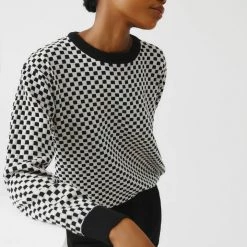 Kowtow Checkerboard Knit Crew – Black Check
