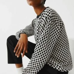 Kowtow Checkerboard Knit Crew – Black Check