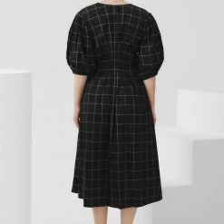 Kowtow EOS Sale* Etel Wrap Dress – Black Grid 10 Kowtow EOS Sale* Etel Wrap Dress – Black Grid