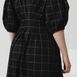 Kowtow EOS Sale* Etel Wrap Dress – Black Grid 12 Kowtow EOS Sale* Etel Wrap Dress – Black Grid