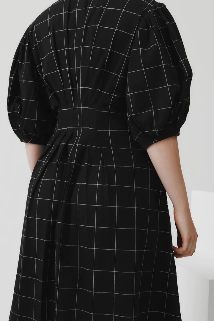 Kowtow EOS Sale* Etel Wrap Dress – Black Grid 6 Kowtow EOS Sale* Etel Wrap Dress – Black Grid