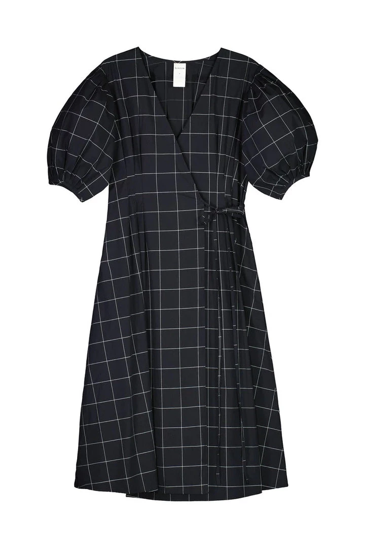 Kowtow EOS Sale* Etel Wrap Dress – Black Grid 7 Kowtow EOS Sale* Etel Wrap Dress – Black Grid