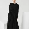 Kowtow Long Sleeve Gather Dress – Black EOS Sale*