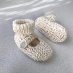 Weebits Baby＋Child Hand Knitted Mary Jane Shoes - Natural