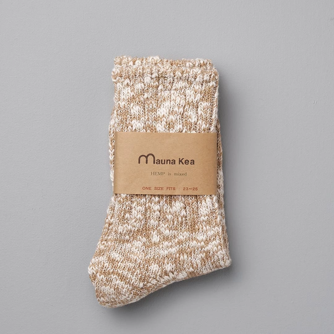 Mauna Kea Wardrobe Japanese Slub Socks – Beige 2 Mauna Kea Wardrobe Japanese Slub Socks – Beige