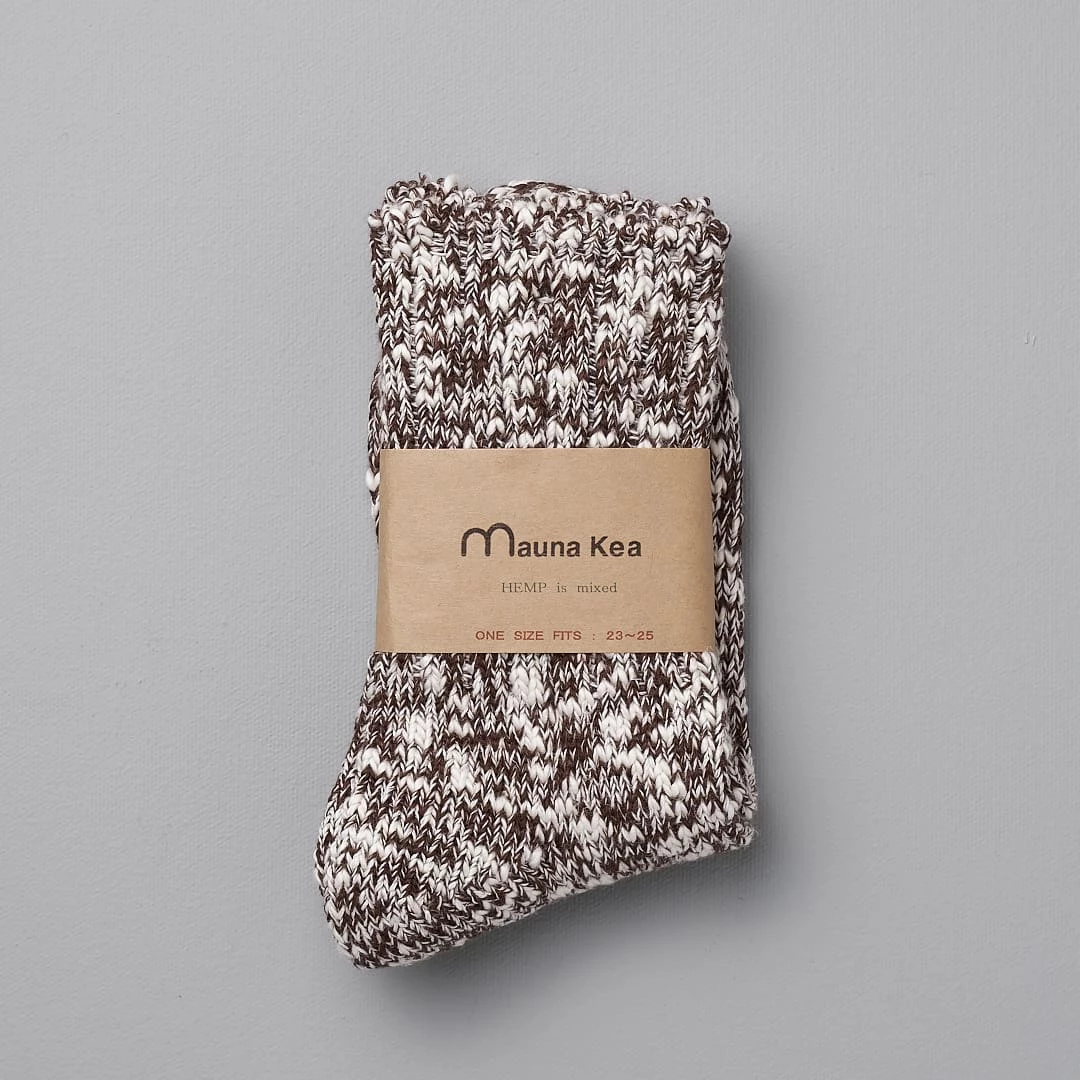 Mauna Kea Wardrobe Japanese Slub Socks – Brown 2 Mauna Kea Wardrobe Japanese Slub Socks – Brown