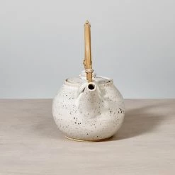 Nicola Shuttleworth Tea Pot – Speckled With Bamboo Handle Kitchen＋Table