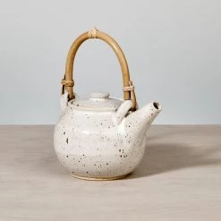 Nicola Shuttleworth Tea Pot – Speckled With Bamboo Handle Kitchen＋Table